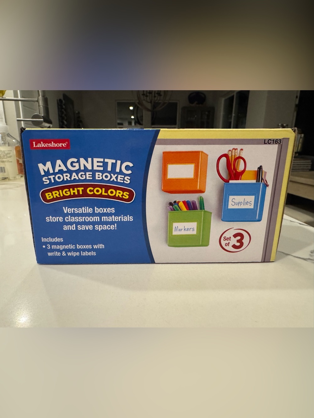 Lakeshore Magnetic Storage Boxes Set of 3 - Bright Orange, Green, Blue